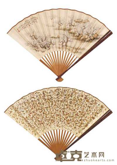 仿古山水 成扇 19×50cm